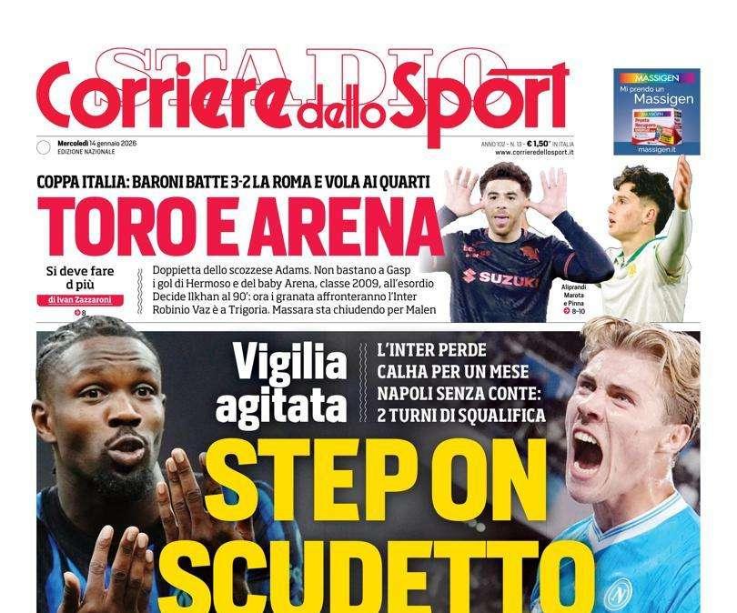  PRIMA PAGINA - Corriere dello Sport: "Step on scudetto"
