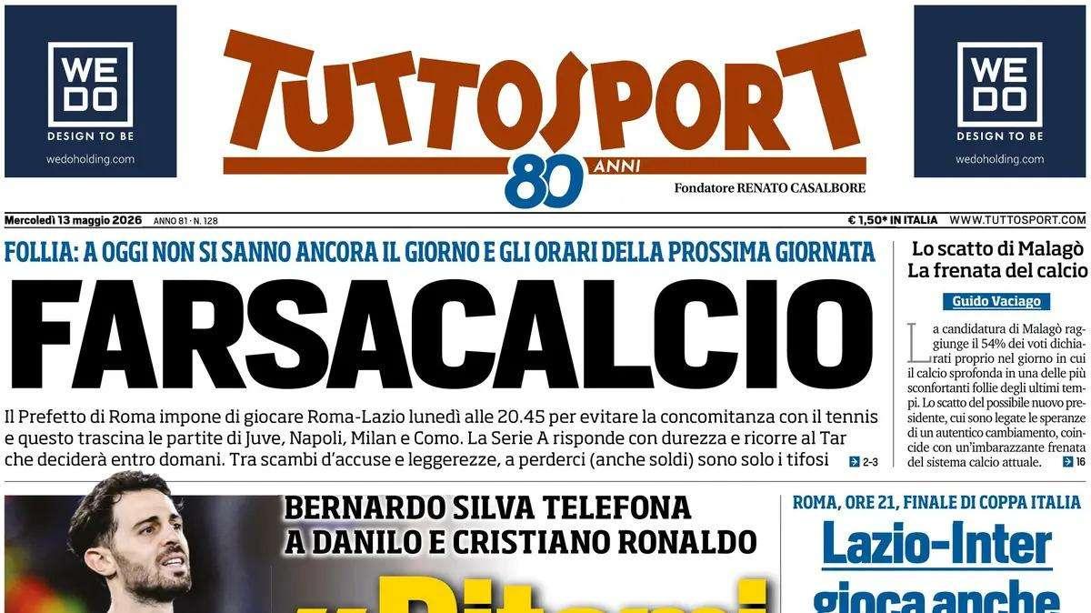 PRIMA PAGINA - Tuttosport: "Farsacalcio. Follia: a oggi non si sanno ancora il giorno e gli orari della prossima giornata"