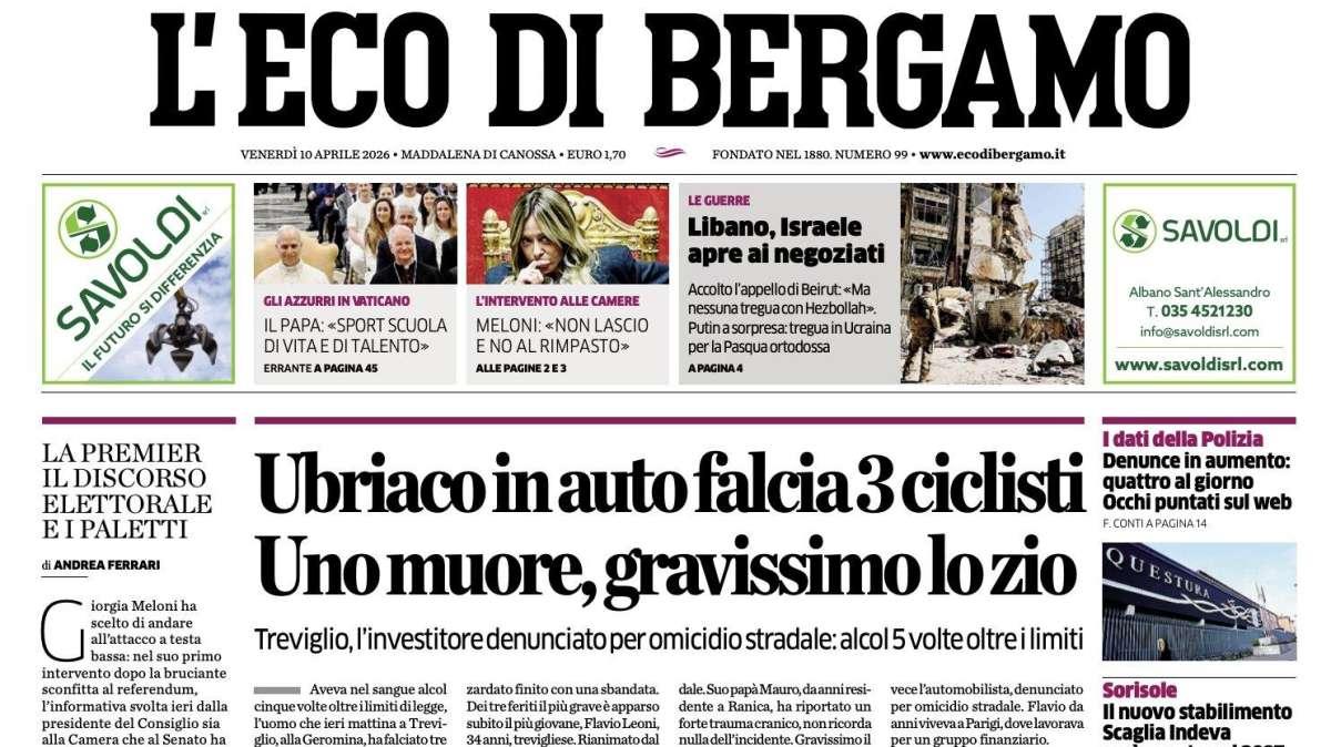 PRIMA PAGINA - L'Eco di Bergamo: Atalanta, parola di Beccantini: «Con la Juventus sfida equilibrata»