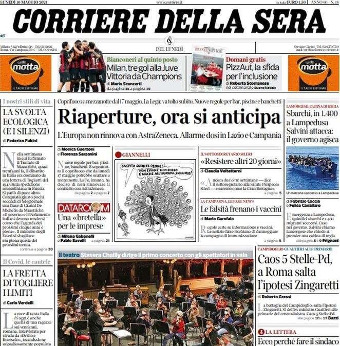 Corriere della Sera: "Riaperture, ora si anticipa"