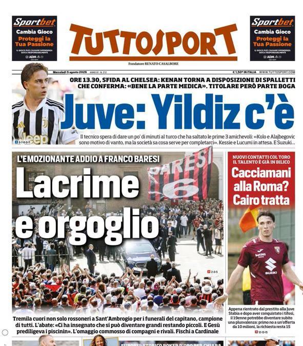 PRIMA PAGINA - Tuttosport: "Lacrime e orgoglio"