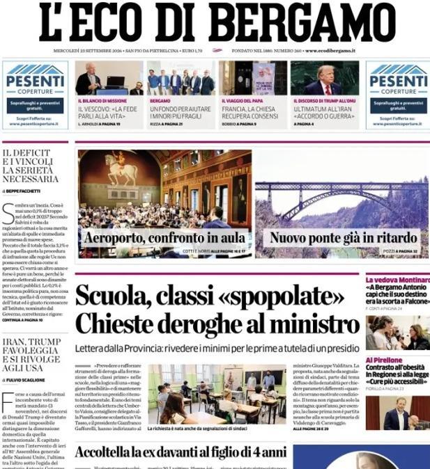 PRIMA PAGINA - L'Eco di Bergamo: "Ciclismo: L'Italia di Cattaneo sul tetto del mondo nella staffetta mista"