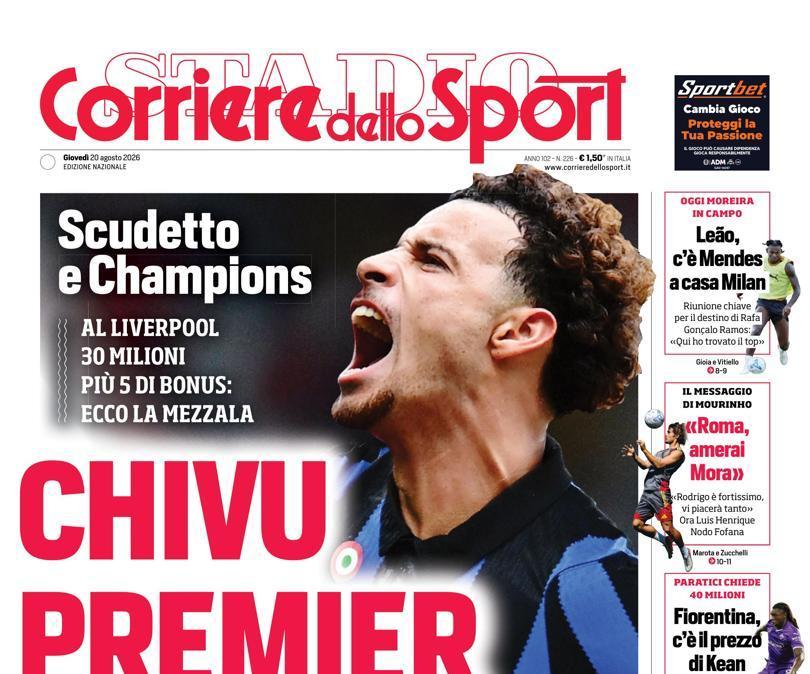PRIMA PAGINA - Corriere dello Sport: "Chivu Premier"