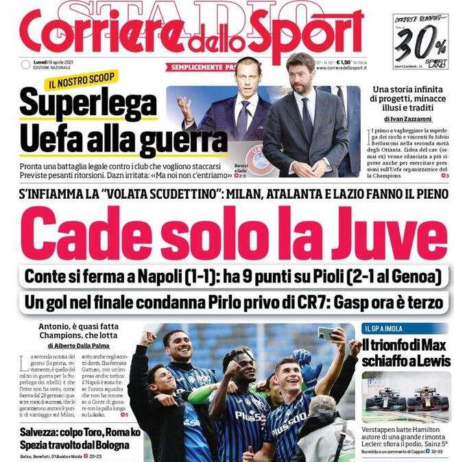 L'apertura del Corriere dello Sport: "Superlega, Uefa alla guerra"