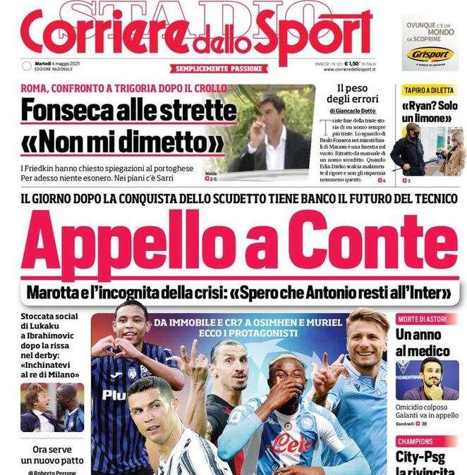 L'apertura del Corriere dello Sport: "Appello a Conte"