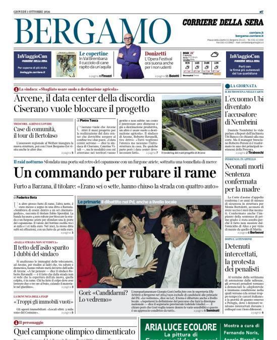 PRIMA PAGINA - Corriere di Bergamo: "Raspadori fuori tre settimane"