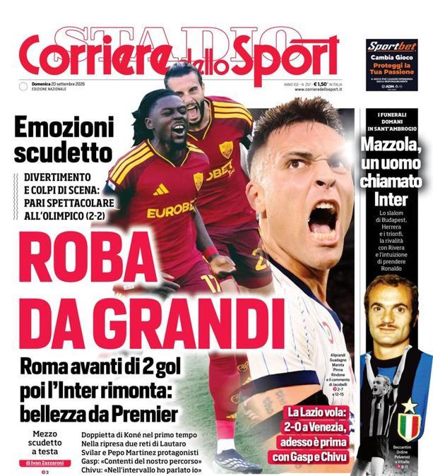 PRIMA PAGINA - Corriere dello Sport: "Roba da grandi"