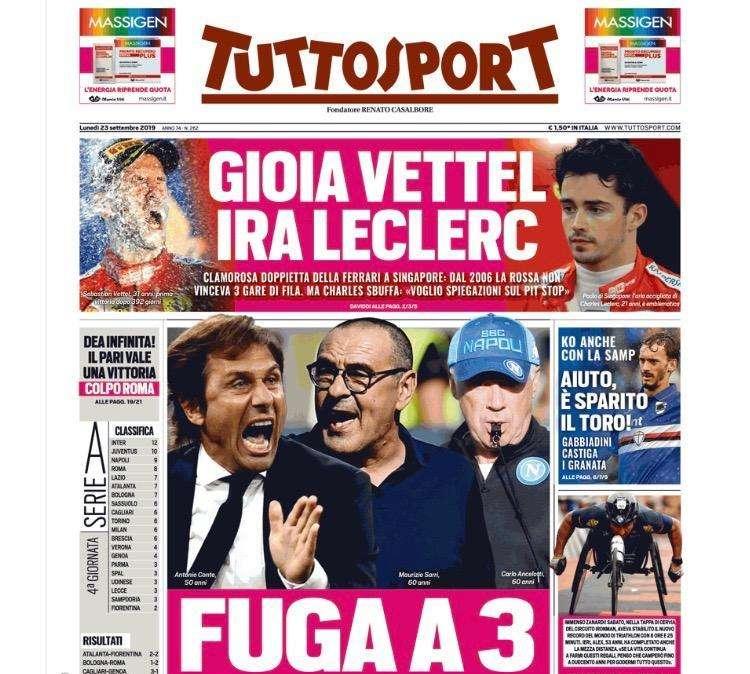 Tuttosport sull'Atalanta: "Dea infinita! Il pari vale una vittoria"