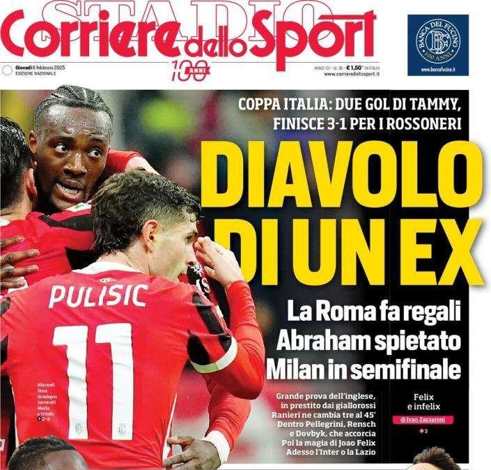 Il Corriere dello Sport così in prima pagina su Abraham: "Diavolo di un ex"