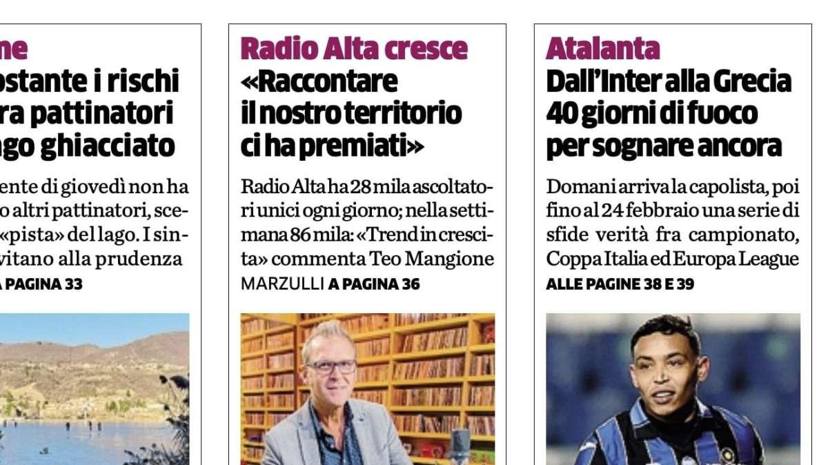 L'Eco di Bergamo: "Dall’Inter alla Grecia, 40 giorni di fuoco per sognare ancora"