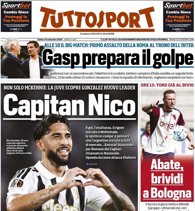 PRIMA PAGINA - Tuttosport: "Capitan Nico"