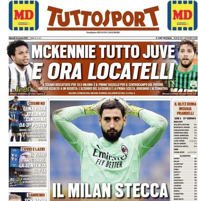 Tuttosport in apertura: "Luna Park Atalanta, cinquina da terzo posto"