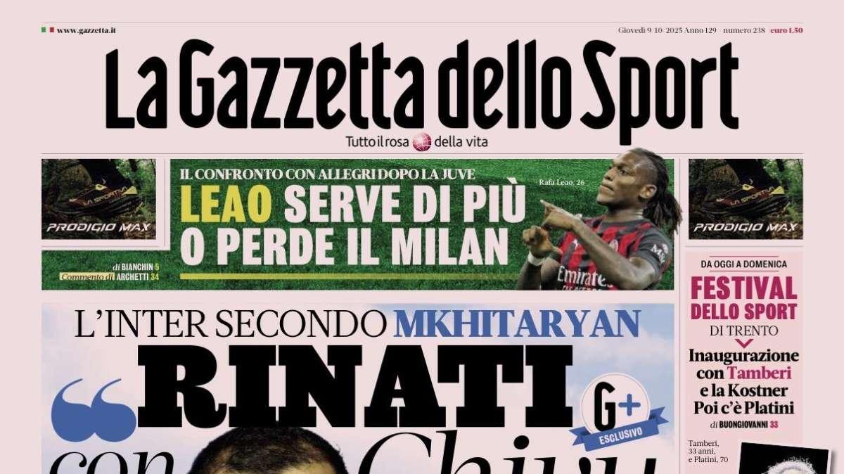 PRIMA PAGINA - La Gazzetta dello Sport: "Rinati con Chivu"