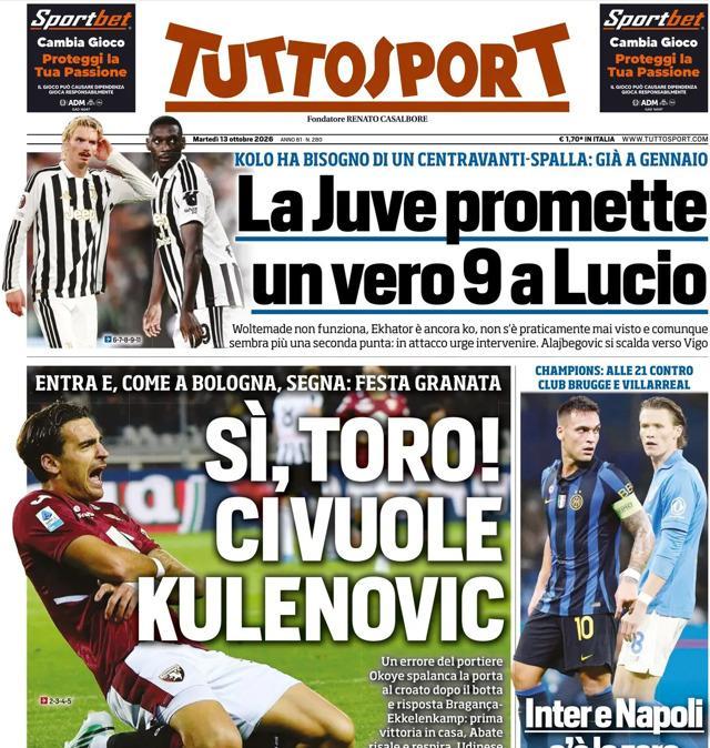 PRIMA PAGINA - Tuttosport: "Kessie+Krstovic l'Atalanta risale Salta Stroppa?"