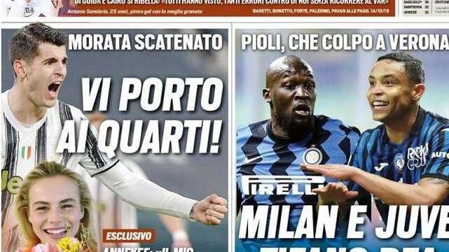 Tuttosport in apertura: "Milan e Juve tifano Dea"