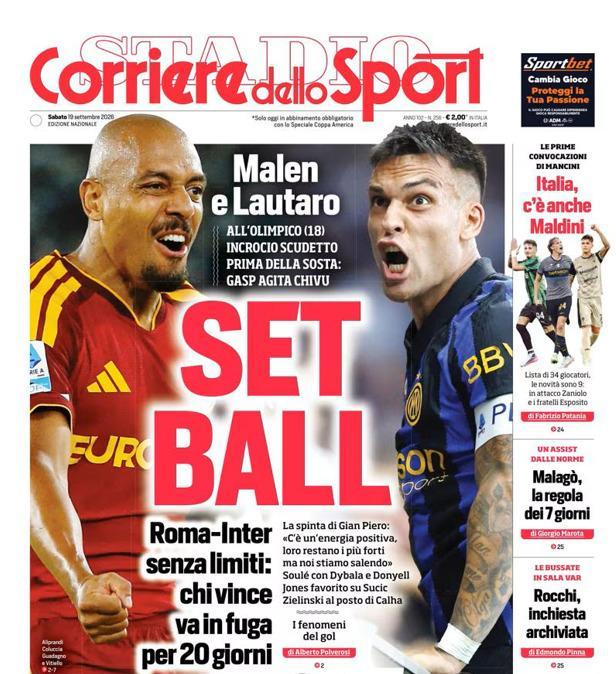PRIMA PAGINA - Corriere dello Sport: "Set ball"