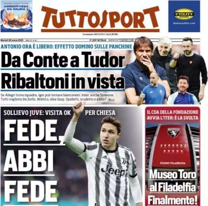 Tuttosport in apertura sulle condizioni di Chiesa: "Fede, abbi fede"