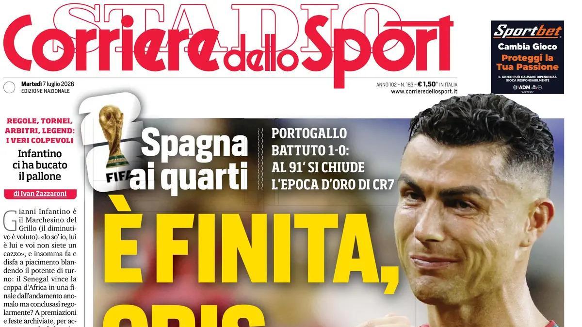 PRIMA PAGINA – Corriere dello Sport – Stadio: "È finita, Cris"