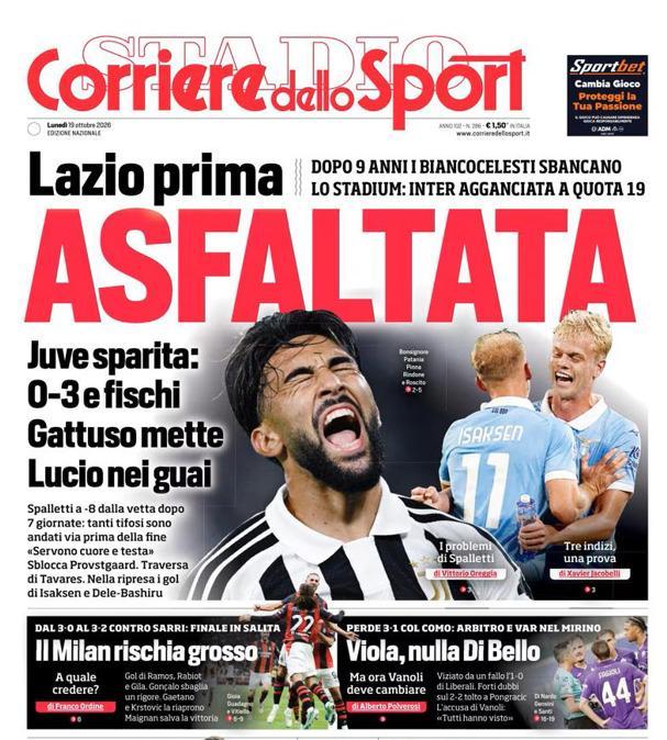 PRIMA PAGINA - Corriere dello Sport: "Asfaltata"