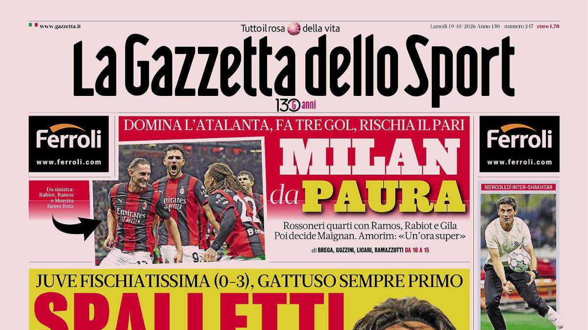 PRIMA PAGINA - Gazzetta dello Sport: "Domina l'Atalanta, fa tre gol, rischia il pari"