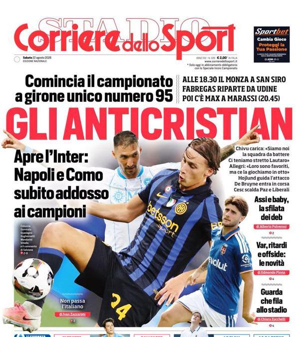 PRIMA PAGINA - Corriere dello Sport: "Gli AntiCristian"