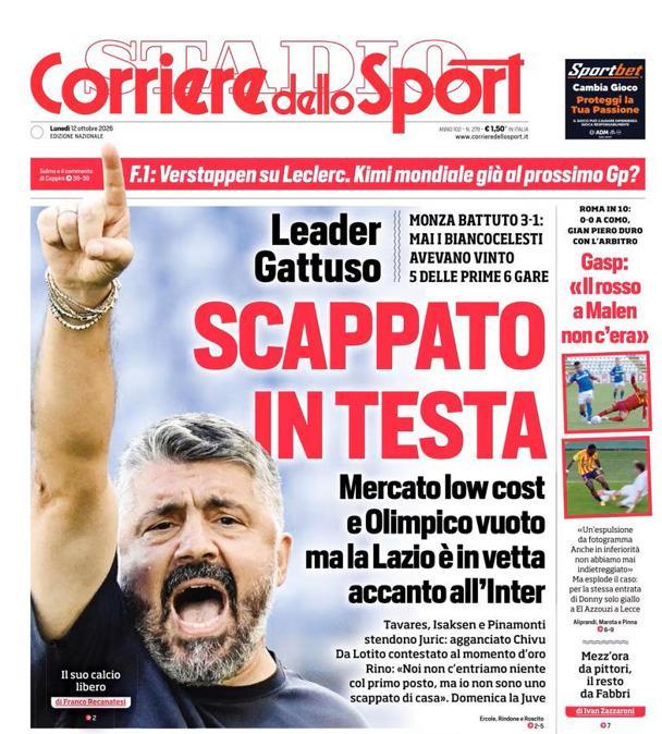 PRIMA PAGINA - Corriere dello Sport: "Scappato in testa"