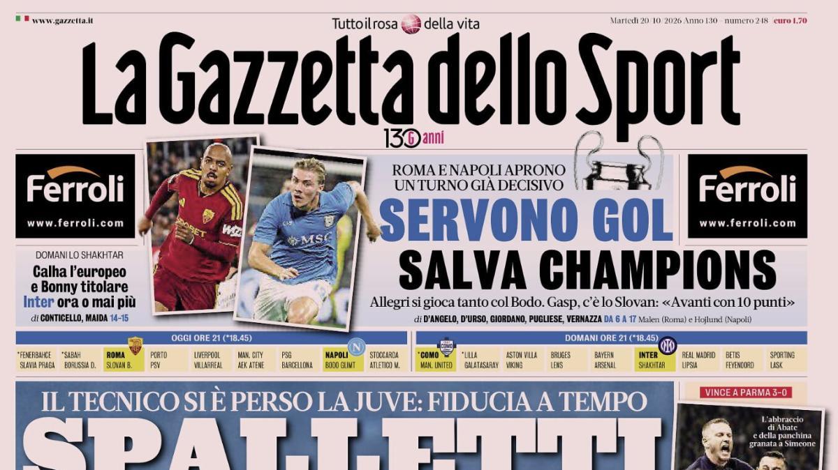 PRIMA PAGINA – La Gazzetta dello Sport: "Spalletti sul filo"