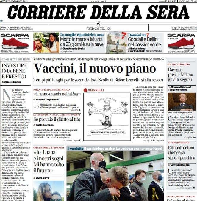 Corriere della Sera: "Vaccini, il nuovo piano"