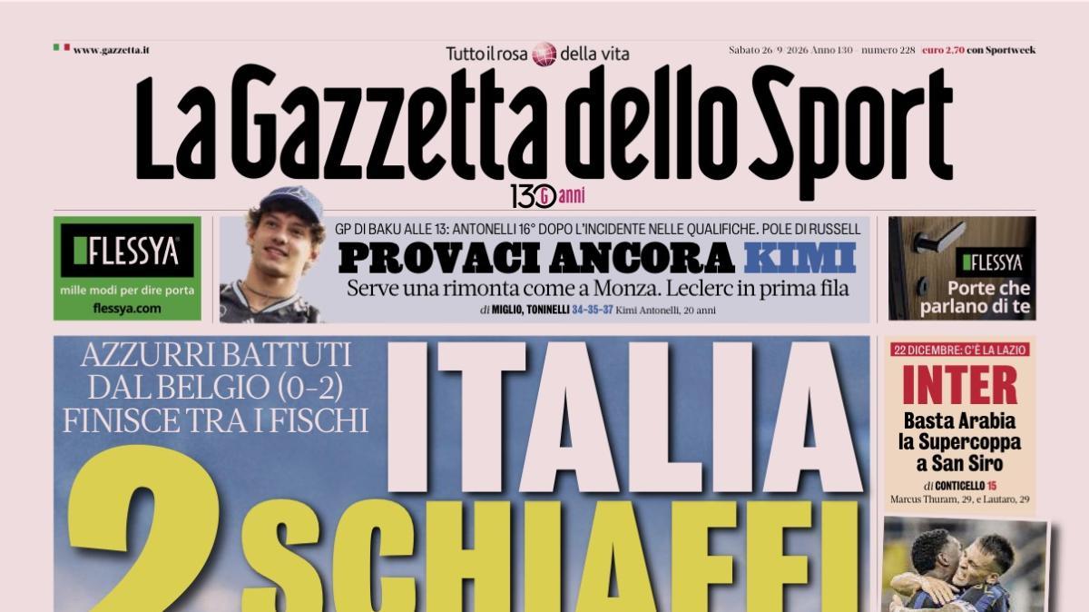 PRIMA PAGINA – La Gazzetta dello Sport: "Italia 2 schiaffi"