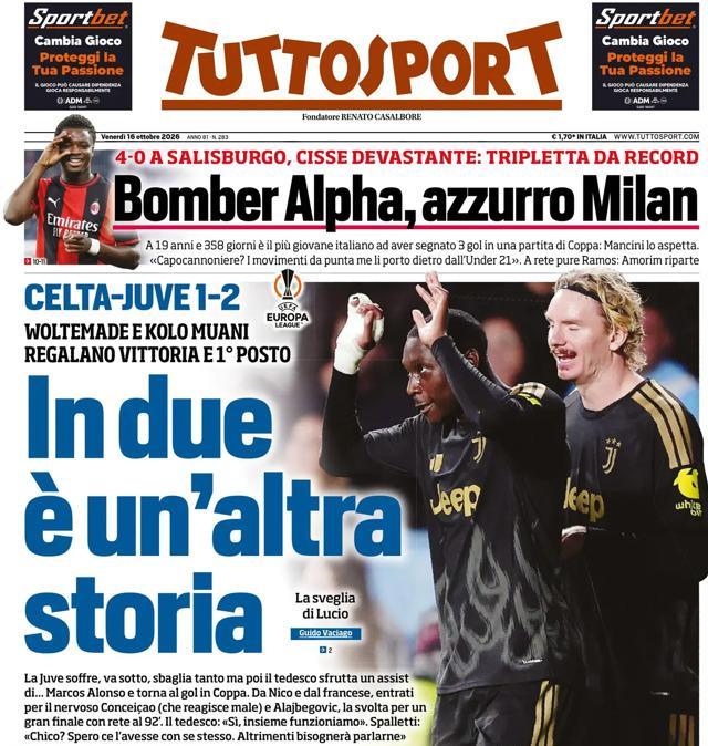 PRIMA PAGINA - Tuttosport: "In due è un'altra storia"
