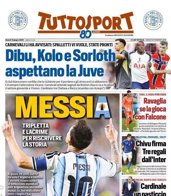 PRIMA PAGINA - Tuttosport: "MessiA"