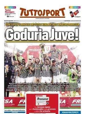 Tuttosport titola: "Goduria Juve! Con super Vlahovic battuti l'Atalanta e l'arbitro Maresca"