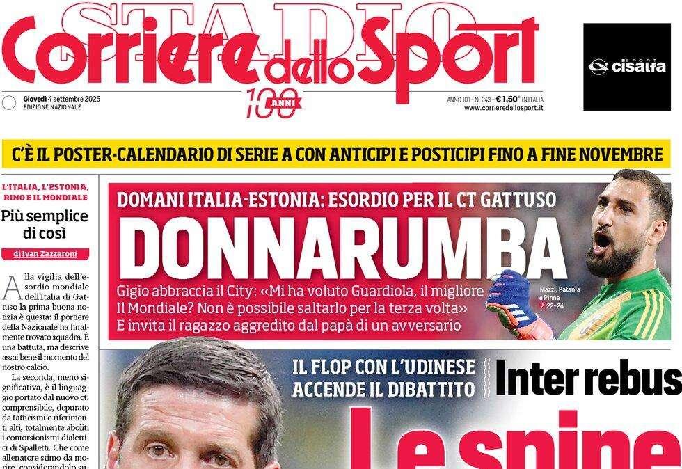PRIMA PAGINA - Corriere dello Sport: "Le spine di Chivu"