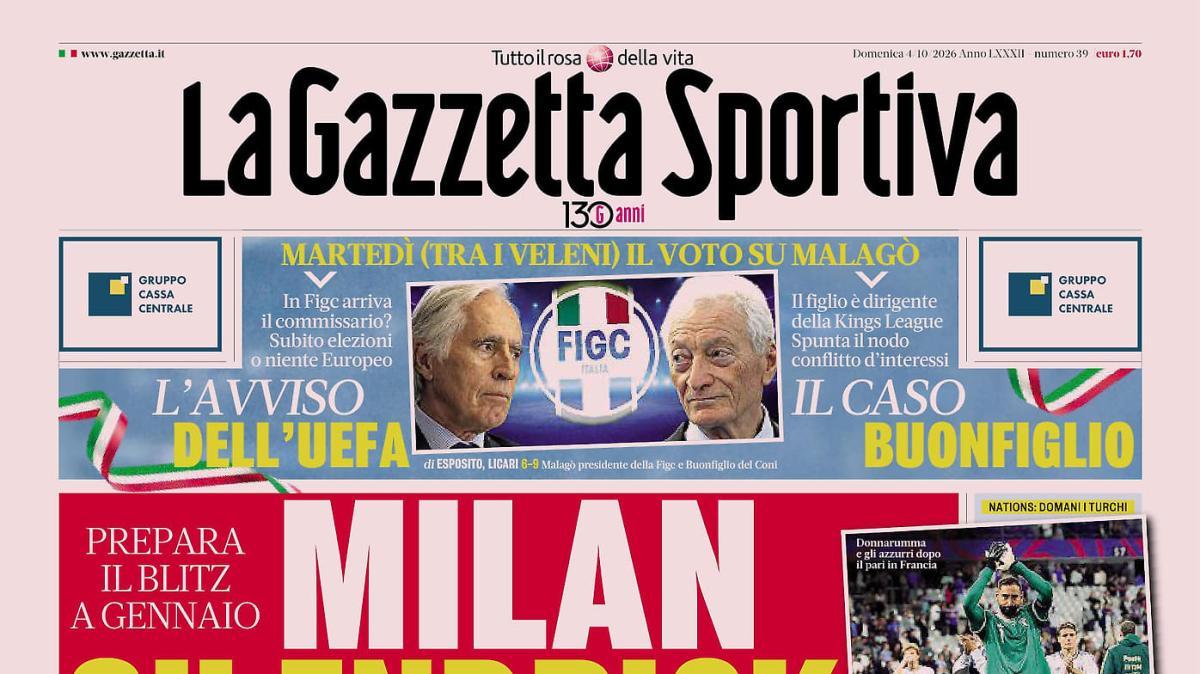 PRIMA PAGINA - Gazzetta dello Sport: "Milan su Endrick"