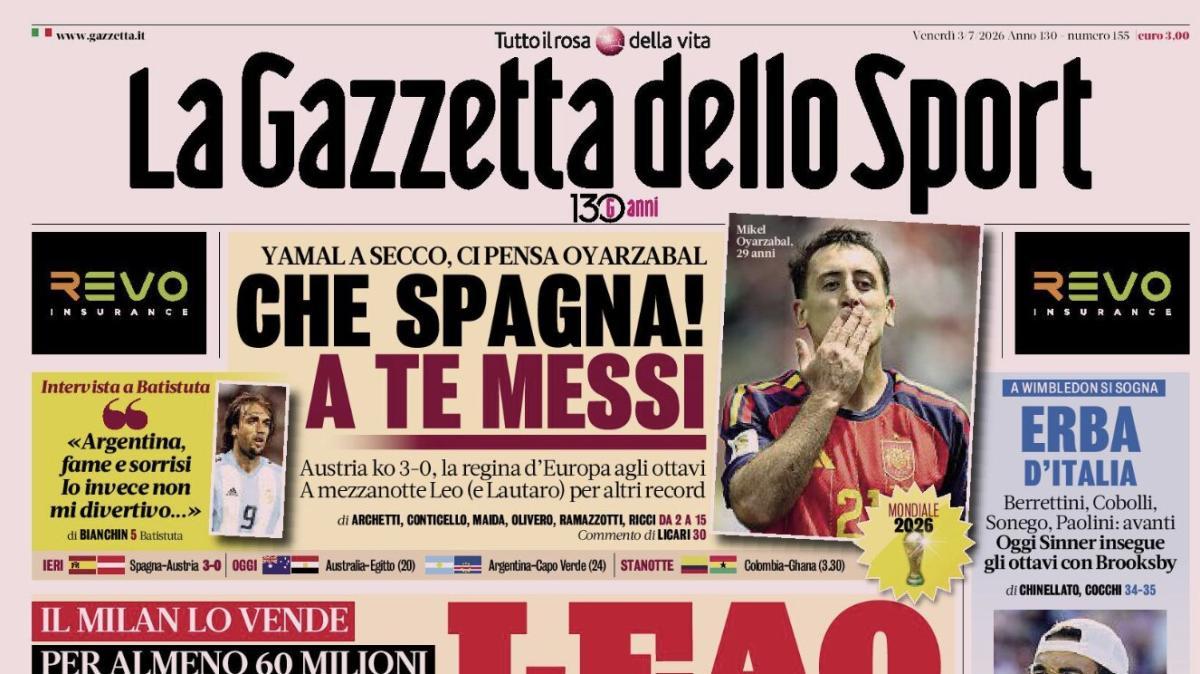 PRIMA PAGINA – La Gazzetta dello Sport: "Leao c'è il prezzo"