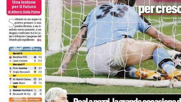 Corriere dello Sport in apertura: "Real a pezzi, la grande occasione di Gasp"
