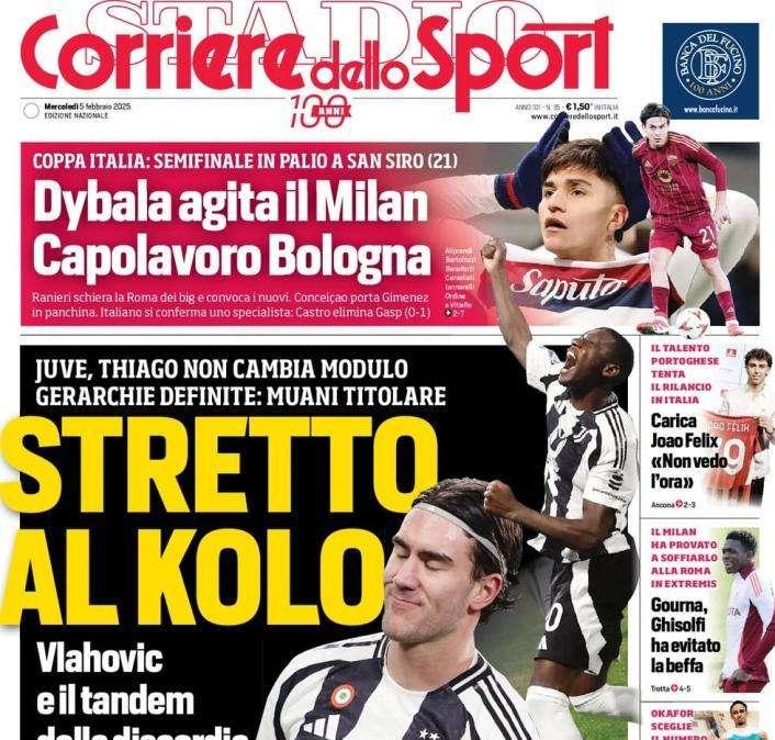 L'apertura del Corriere dello Sport sulle scelte di Thiago Motta: "Stretto a Kolo"