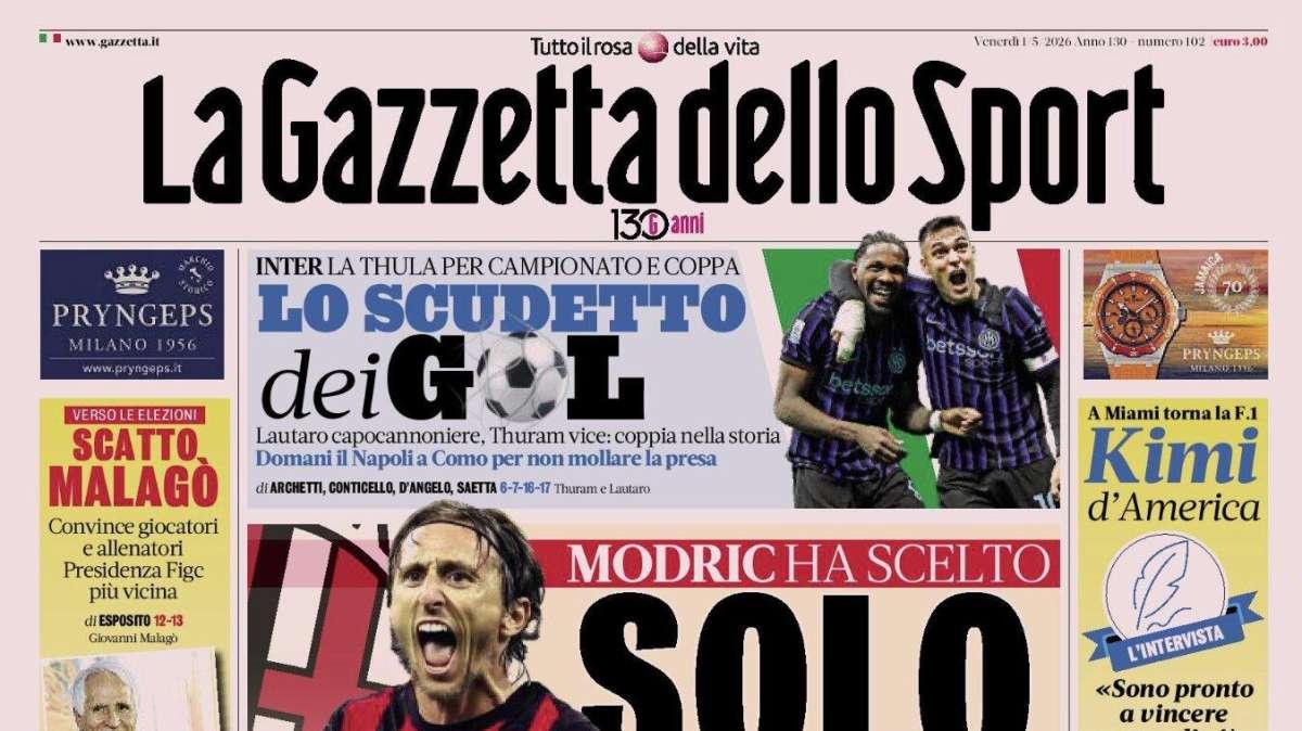 PRIMA PAGINA - La Gazzetta dello Sport: "Modric ha scelto: solo Milan"