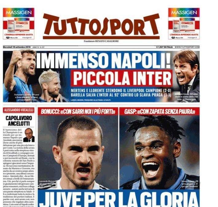 Tuttosport: "Juve per la gloria, Dea per la storia"