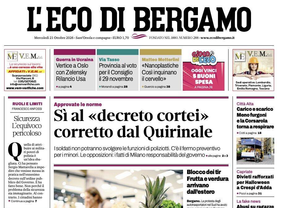 PRIMA PAGINA – L'Eco di Bergamo: "Con il 4-2-3-1 Gaetano resta una risorsa"