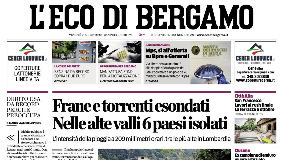 PRIMA PAGINA – L'Eco di Bergamo: "Atalanta frenata dall'Hapoel Tel Aviv. E fuori dallo stadio protesta pacifica"