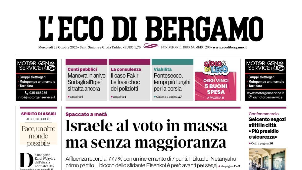 PRIMA PAGINA – L'Eco di Bergamo: "Scamacca stop. Anche l'attacco in emergenza"
