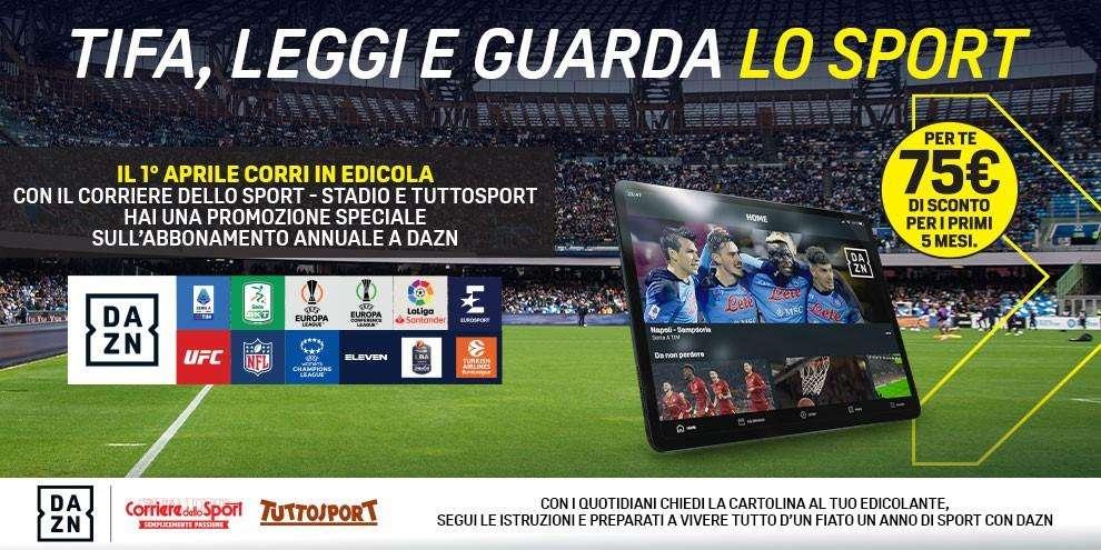 Tifa, Leggi e guarda lo sport. Al via la partnership tra Corriere dello Sport, Tuttosport & DAZN
