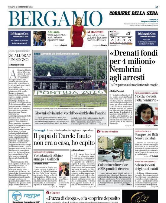PRIMA PAGINA - Corriere di Bergamo: "Verso la Juventus: avvio a rilento e problemi simili"