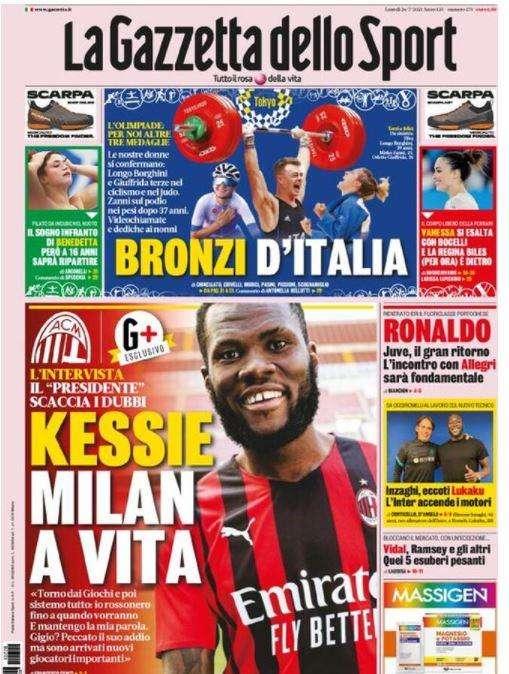 L'apertura de La Gazzetta dello Sport: "Kessie, Milan a vita"