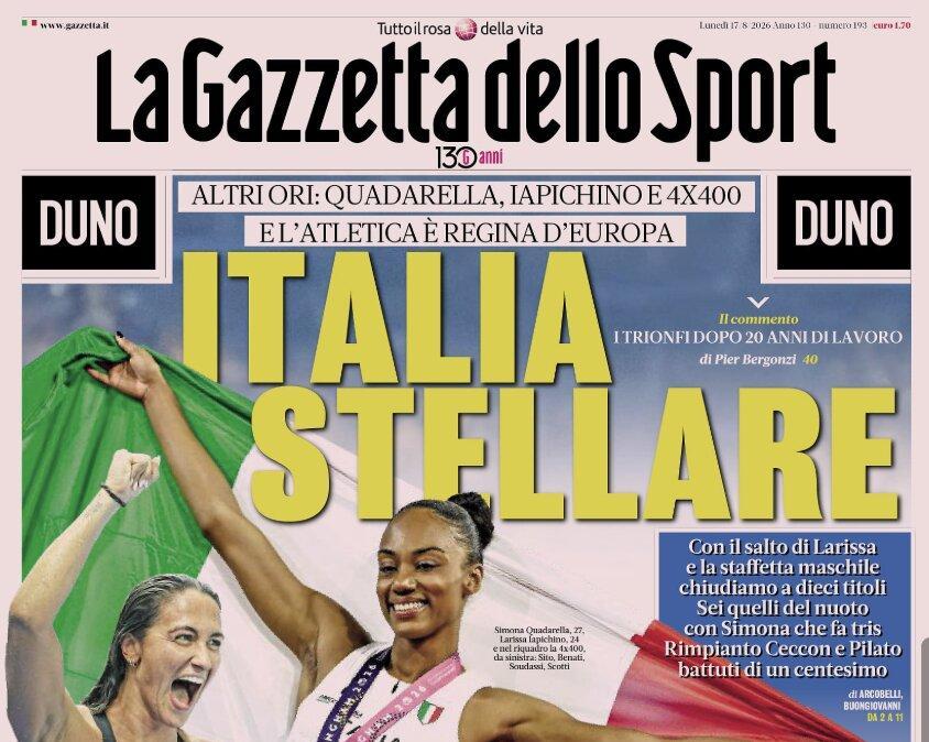 PRIMA PAGINA – La Gazzetta dello Sport: "Italia stellare"