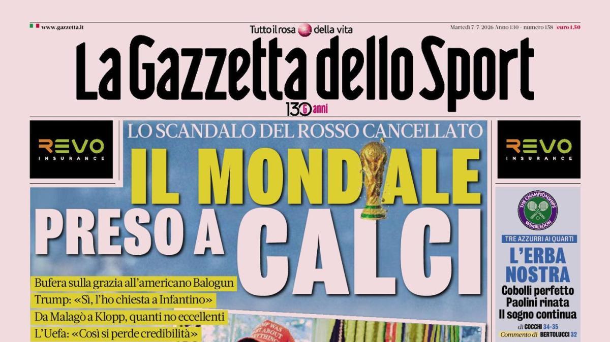 PRIMA PAGINA - Gazzetta dello Sport: "Il Mondiale preso a calci"