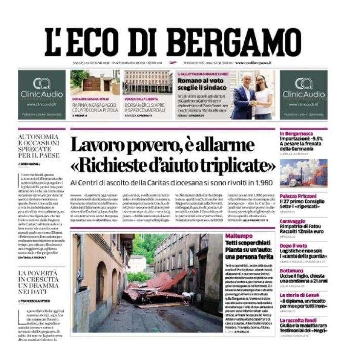 L'Eco di Bergamo in prima pagina: "L'Atalanta Under 16 va a caccia di scudetto"
