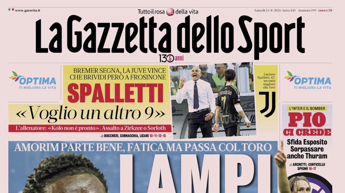 PRIMA PAGINA – La Gazzetta dello Sport: "Roma-Fiorentina a colpi di classe. E l'Atalanta scatta"