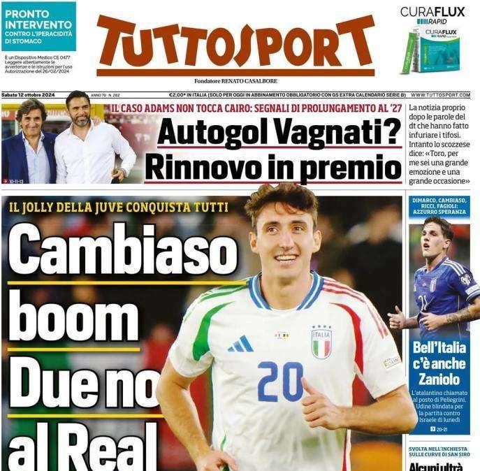 Tuttosport in apertura: "Cambiaso boom: due no al Real Madrid"